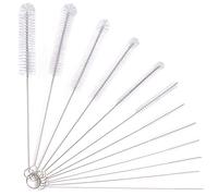 Vicloon Conjunto de 12 Piezas Botella de Limpieza Cepillos, 21cm de Largo Nylon Cepillos de Botella, Tubo Limpieza del Sistema de Cepillo para Pajita, Botella, Tetera, Copa - Blanco