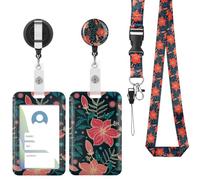 Vicloon Cordón con Portatarjeta, 2pcs Porta Tarjetas Identificativas, Cuello Cuerda para Tarjeta, con Cordones de Insignia, para Tarjeta de Identificación, Oficina(Rojo)