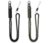 Vicloon Cordones Largos para el Cuello, 2pcs Paracord Llavero Correa, Largo Cordón para Cuello Llaves, Aplicable a Llaves Tarjetas de Identificación Soporte, Oficina, Escuela (Negro+Verde)