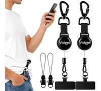 Vicloon Correa Retráctil para Teléfono Móvil,2 Pcs Llavero Antirrobo Extensible con Gancho Metálico Bloqueable y Pestaña Giratoria 360° Metal,Antipérdida Teléfono Móvil Universal para Viaje,Uso Diario