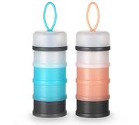 Vicloon Dispensador de Leche Polvo, 2Pcs Dosificador de Leche en Polvo con 4 Compartimentos, Contenedor de Almacenamiento de Frutas y Cereales, Dispensador Cajas Apilables de Fórmula