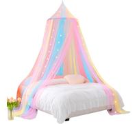 Vicloon Dosel para Cama de Niños, Betthimmel Babybett, 250x1250x60cm, Dosel Universal para Cuna, Cama Individual y Doble, Fácil Instalación, Tienda de Cama de Princesa para Decoración, Arco iris
