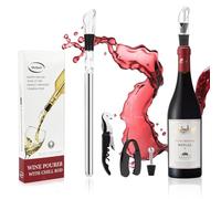 Vicloon Enfriador Botellas Vino con Varilla de Enfriamiento,4 en 1 Acero Inoxidable Aereador y Vertedor, Antigoteo y Duradero para Los Amantes del Vino