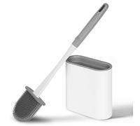 Vicloon Escobilla de Inodoro de Silicona, Escobillas de Inodoro con Mango Antideslizante y Cerdas Flexibles, Cepillo de Inodoro de Silicona con Soporte de Secado RáPido para Inodoro de BañO