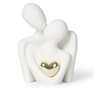 Vicloon Estatuilla Romántica de Pareja, Figura de Amor Cerámica Blanca, Adornos para Boda, Decoración de Estante de Compromiso, Regalo para Aniversario de Boda, 9cm