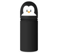 Vicloon Estuche 2 en 1 Silicona, Silicona Capacidad Retráctil, Estuche Escolar Vertical Cierre de Cremallera, Regalos de Cumpleaños y Navidad para Niños y Niñas （Pingüino Negro）