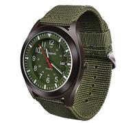 Vicloon Herren Armbanduhr - Quarzuhr mit Auto-Kalender, minimalistisches Zifferblatt, Canvas-Band, täglich Wasserdicht, Solarmovement (Grün)