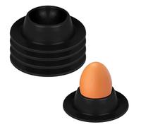 Vicloon Hueveras, 4 Piezas Platos de Plástico para Huevos, Huevera Redonda Portátil con Base, Porta Huevos para Servir de Desayuno, Suave Fácil de Limpiar, Negro