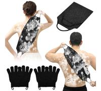 Vicloon Juego de Guantes de Baño Exfoliantes para la Espalda,5 Piezas Toalla de Ducha Exfoliante con Guantes de Ducha,Guantes de Baño de Cinco Dedos Para Hombres,Mujer,Exfoliar,Ducha,Spa,Masaje