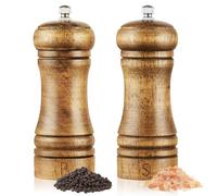 Vicloon Juego de Molinillo de Sal y Pimienta,2pcs Molinillos de Pimienta,Molinillos de Sal y Pimienta Manuales de Madera,Manual de Molinillo Amoladora de Cerámica Ajustable Apto para Asar