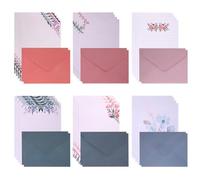 Vicloon Juego de Papel de Carta, 24 Hojas de Papel para Cartas y 12 Sobres, Autoadhesivos, Papels de Letra, Sobre con Motivo para Sobres, Invitaciones, Regalos