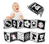 Vicloon Libros Blandos para Bebés,Libros de Tela en Blanco y Negro,Animales Activity Libros Blandos,Libro de Tela Blandos para Bebés Recien Nacido Niños