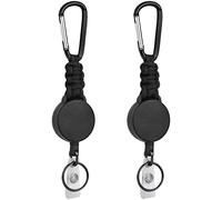 Vicloon Llavero Retráctil, 2 pcs Hebilla D de Carrete de Tarjeta, Resistente, con 60cm de Alambre de Acero Cuerda