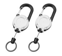 Vicloon Llavero Retráctil, 2PCS Retráctil con Mosquetón Clip, Mosquetón de Carrete Credencial Retráctiles Carrete de insignia retráctil Mosquetón de Carrete para Clip de Cinturón (Blanco)