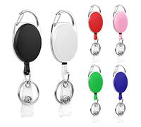 Vicloon Llavero Retráctil, 6 piezas Mosquetón de Carrete de Tarjeta y Clip de Cinturon con Cordón de Nylon Extensible para Soporte de Tarjeta ID(Color)