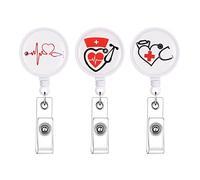 Vicloon Llavero Retractil Enfermera, 3Pcs Clip Carrete Insignia, Clip Retractil, para Porta Tarjetas Identificativas, Tarjetas,Funda Tarjeta Identificación, para Médico, Enfermera
