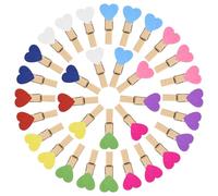 Vicloon Mini Pinza de Madera, 90 pcs Vistoso Pinza de Decoración de Fotos, Pinzas para Tender la Ropa Pequeña, Mini Clip de Madera para Fotos, Tarjetas, Decoraciones de Bricolaje (Amar)