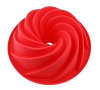 Vicloon Molde Bizcocho Savarín Hondo, 25 x 9 cm Forma de Espiral Moldes de Silicone, Tartas Molde Silicona Antiadherente para Hornear, sin BPA, Tarta, Galletas, Insipido e Inoloro, Rojo