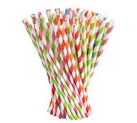 Vicloon Paja de Papel, 100 Piezas Pajita Desechables Ecológicas Compostables Pajitas Fiesta Papel Utilizado para Cumpleaños, Navidad, Pajitas Biodegradables con 5 Colores Bebidas Frías y Calientes