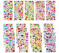 Vicloon Pegatinas 3D grandes para niños, más de 600 calcomanías para niños, 12 hojas variadas para regalos gratificantes, álbumes de recortes, incluyendo dinosaurio, pescado, mariposa, oso, panda