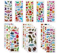 Vicloon Pegatinas 550+ 3D Puffy Pegatinas, 22 Hojas Variedad de Pegatina para Regalos Gratificantes Scrapbooking Que Incluye Animales, Peces, Dinosaurios, Números, Frutas, Aviones y Más
