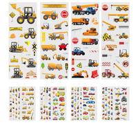 Vicloon Pegatinas para Niños Mayores de 3 Años, 24 Hojas Calcomanías 3D para Vehículos de Ingeniería, Pegatinas 3D Puffy Stickers, Regalos Gratificantes Scrapbooking Que