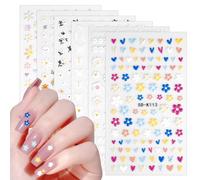 Vicloon Pegatinas Para Uñas Flores,6 Pcs Autoadesiva Nail Art Stickers Decoración,5D Flor Primavera Verano Calcomanías Uñas Autoadhesivas para Uñas para Mujeres y Niñas