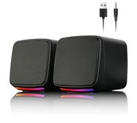 Vicloon Pequeños Altavoces para Ordenador, Mini Altavoces para PC o Laptop con Jack 3.5 mm, Alimentación USB, con Luces RGB de Colores, Altavoces Gaming para PC/Mac/Smartphone/Tablet