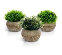 Vicloon Planta Artificial Pequeña,3 Piezas Verde Plástico Plantas Falsas con Macetas,Plantas Artificiales Decorativas en Maceta para Cocina,Salón,Oficina Mesa,Decoracion