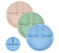 Vicloon Platos de Silicona para niños, 3 PCS, Platos de Bebé con Ventosa Antideslizante, Mantel Individual Alimenticio con Cuchara y Tenedor