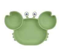 Vicloon Platos de Silicona, Platos de Bebé con Ventosa, Platos de Alimentación para Niños, Placa Dividida de Entrenamiento, Antideslizantes, Sin BPA, para Lavavajillas Microondas-Verde