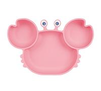 Vicloon Platos de Silicona, Platos de Bebé con Ventosa, Platos de Alimentación para Niños, Placa Dividida de Entrenamiento, Antideslizantes, Sin BPA, para Lavavajillas Microondas-Rosa