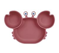 Vicloon Platos de Silicona, Platos de Bebé con Ventosa, Platos de Alimentación para Niños, Placa Dividida de Entrenamiento, Antideslizantes, Sin BPA, para Lavavajillas Microondas-Rojo