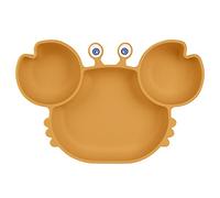 Vicloon Platos de Silicona, Platos de Bebé con Ventosa, Platos de Alimentación para Niños, Placa Dividida de Entrenamiento, Antideslizantes, Sin BPA, para Lavavajillas Microondas-Marrón