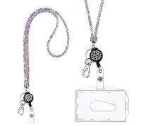 Vicloon Porta Badge Titulares con Cristal Cordon, Transparentes Portatarjetas de Identificación con Cristal Lanyard y Llavero Retráctil, Portatarjetas Colgante, para Tarjeta Tráfico Escuela-Blanco