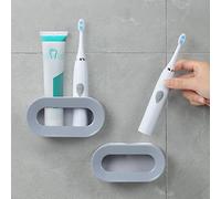 Vicloon Porta Cepillo de Dientes Montado en la Pared,2piezas Soporte Pared Cepillo Dientes Eléctrico,Sin Taladrar Portacepillos de Dientes Eléctrico,Adhesivo Portacepillos de Dientes Pared