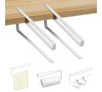 Vicloon Portar Pollos de Cocina sin Taladrar, 2 Piezas Soporte Papel Cocina, Rollo de Papel Toalla de Papel Titular, Portarrollos Cocina Pared, Colgador Papel para Cocina, Baño, Blanco