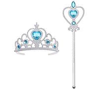 Vicloon Princesa Elsa la Reina de las Nieves Dress Up Accesorios - 2 piezas Set de regalo con estrás Crown Varita Azul