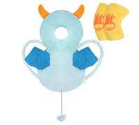 Vicloon Protector de Cabeza para Bebe, Cojín Protector Seguridad Bebe con Rodilleras, Ajustable Almohada Protección Bebe, Protección para Cabeza y Espalda del Niños para Gatear y Caminar-Monstruo azul