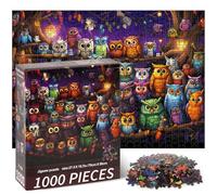 Vicloon Puzzle Adulto 1000 Piezas, 70 * 50cm La Familia de Los Búhos Puzzle, Familia Descompresión de la Vida Rompecabezas, Rompecabezas del Búho, DIY Pasatiempo Creativo Regalo Diversión