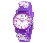 Vicloon Reloj Infantil Analógico, Pulsera de Silicona Suave para Niños y Niñas, Unicornio, Cuarzo, Fácil Aprender Las Horas (Morado Oscuro)