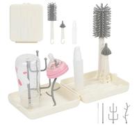 Vicloon Set de Cepillos para Biberones, 6 en 1 Kit de Cepillo Limpia Biberones Viaje con Cepillo para Biberones, Pezones & Pajitas, Dispensador de Jabón, Caja de Almacenamiento, Soporte para Secado