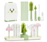 Vicloon Set de Cepillos para Biberones, 6 en 1 Kit de Cepillo Limpia Biberones Viaje con Cepillo para Biberones, Pezones & Pajitas, Dispensador de Jabón, Caja de Almacenamiento, Soporte para Secado
