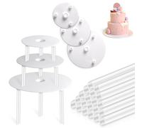 Vicloon Tableros para Pasteles,Juego de Soportes para Pasteles de 4 Capas 9/12/16 Inch Bandejas de Separación de Pastel con 9 Piezas Pasadores de Pastel para Apilar Tartas de Varios Niveles (20PCS)