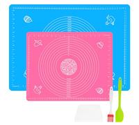 Vicloon Tapetes de Silicona para Hornear, 2 Piezas Alfombrilla de Silicona Amasar Antiadherente y Antideslizante con Medición y Conversión sin BPA Protector de Encimera Resistente al Calor -40 a 230℃
