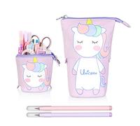 Vicloon Telescópico Estuche Lapices, Estuche Escolar Vertical, Papelería Adolescentes, 2 en 1 Estuche para Lápices y Portalápices, con 2 Lápiz Eterno, para Niñas Niños Adolescentes Estudiantes