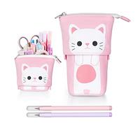 Vicloon Telescópico Estuche Lapices, Estuche Escolar Vertical, Papelería Adolescentes, 2 en 1 Estuche para Lápices y Portalápices, con 2 Lápiz Eterno, para Niñas Niños Adolescentes Estudiantes