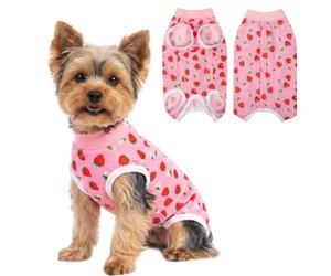 Vicloon Traje de Recuperación para Perros, Combinación Médica para Perros, Chaleco de Recuperación Quirúrgica para Animales de Algodón Suave, Alternativa al Cono, Protector de(Fresa Rosa, S)