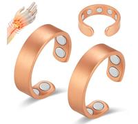 Vicmag 2 anillos magnéticos de cobre para hombre y mujer con imanes fuertes (3500 gauss), anillos de cobre puro 99,99 %, tamaño ajustable con caja de regalo, 6 cm x 0.6 cm