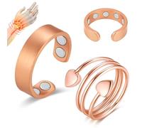 Vicmag 2 anillos magnéticos de cobre para mujeres y hombres con imanes fuertes, 99,99% cobre puro sólido, anillo ajustable para el pulgar con caja de regalo, 2.36 in (length) x 0.24 in (width)